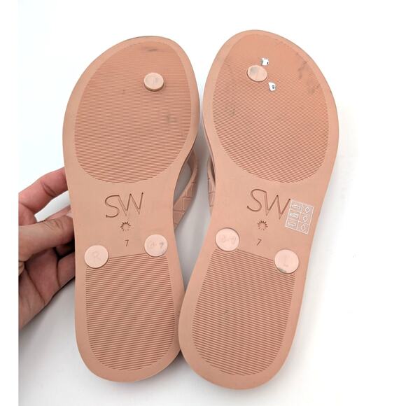 Stuart Weitzman Women's Embossed Flip Flop Thong Sandals Peach Size US7B - Picture 6 of 9